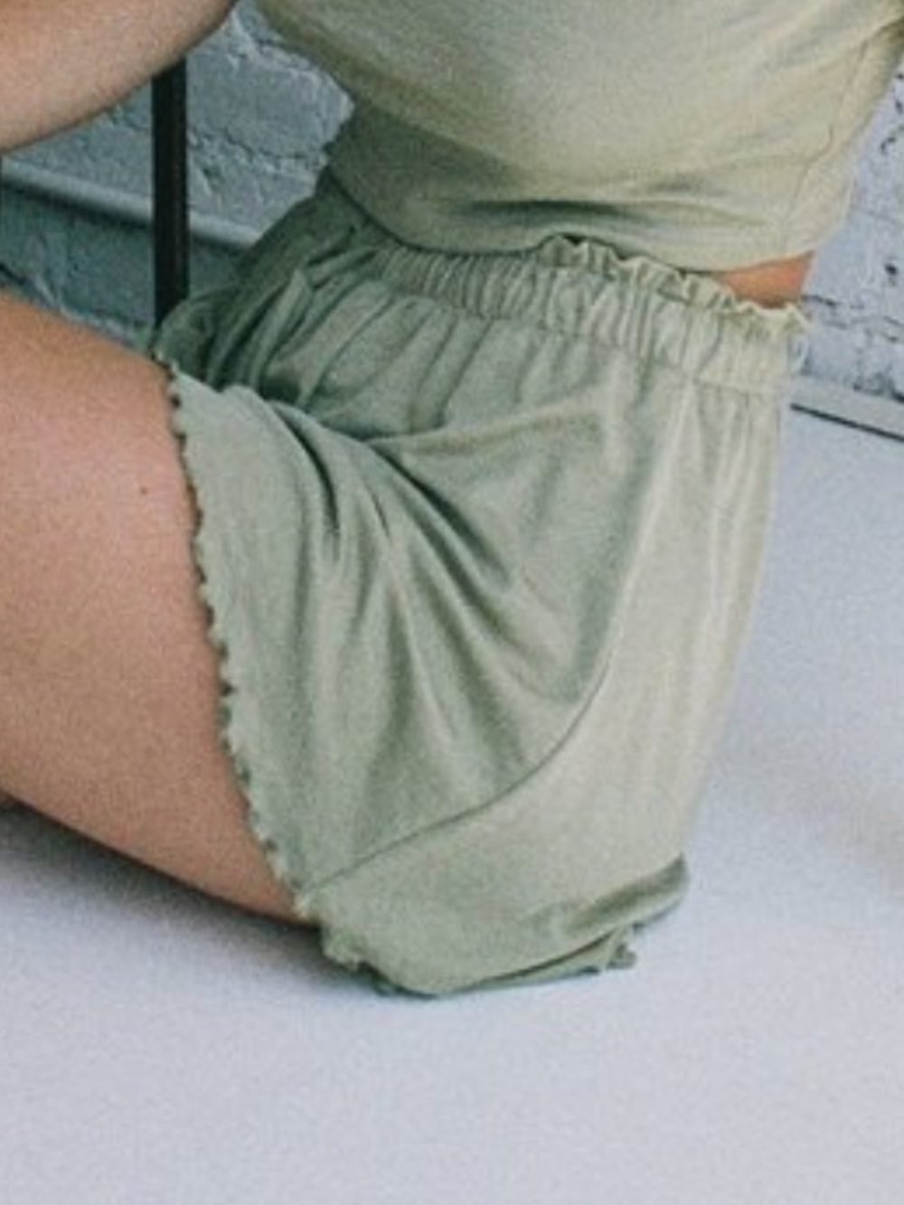 Lisa Says Gah Harper Shorts Sage Green Ribbed Size Small Loungewear Sleepwear